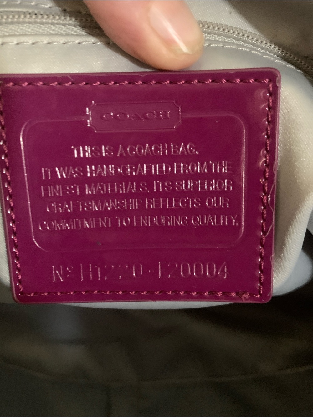 Coach Poppy Magenta Patent Leather Tote with Zip Pocket - Picture 3 of 5
